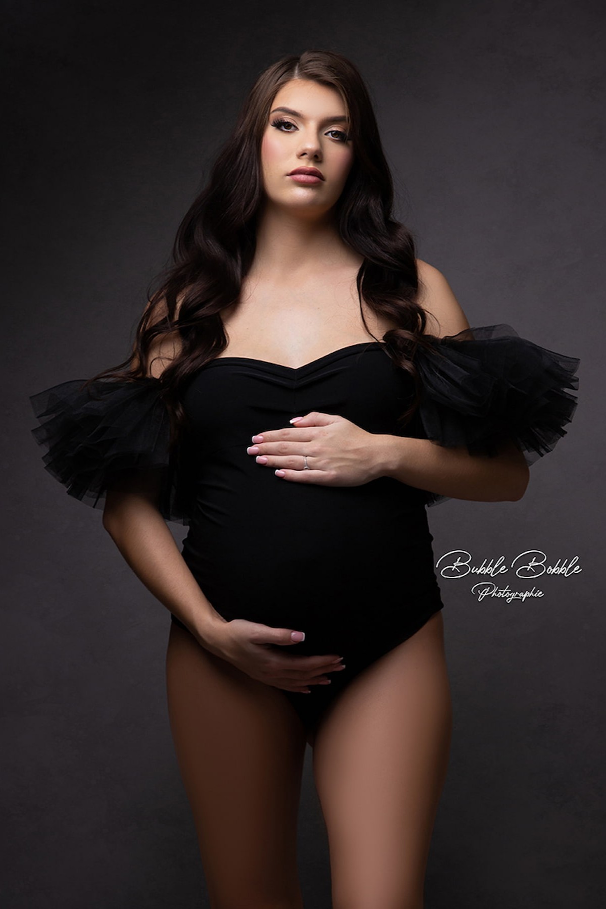 maternity bodysuit with butterfly tulle straps
