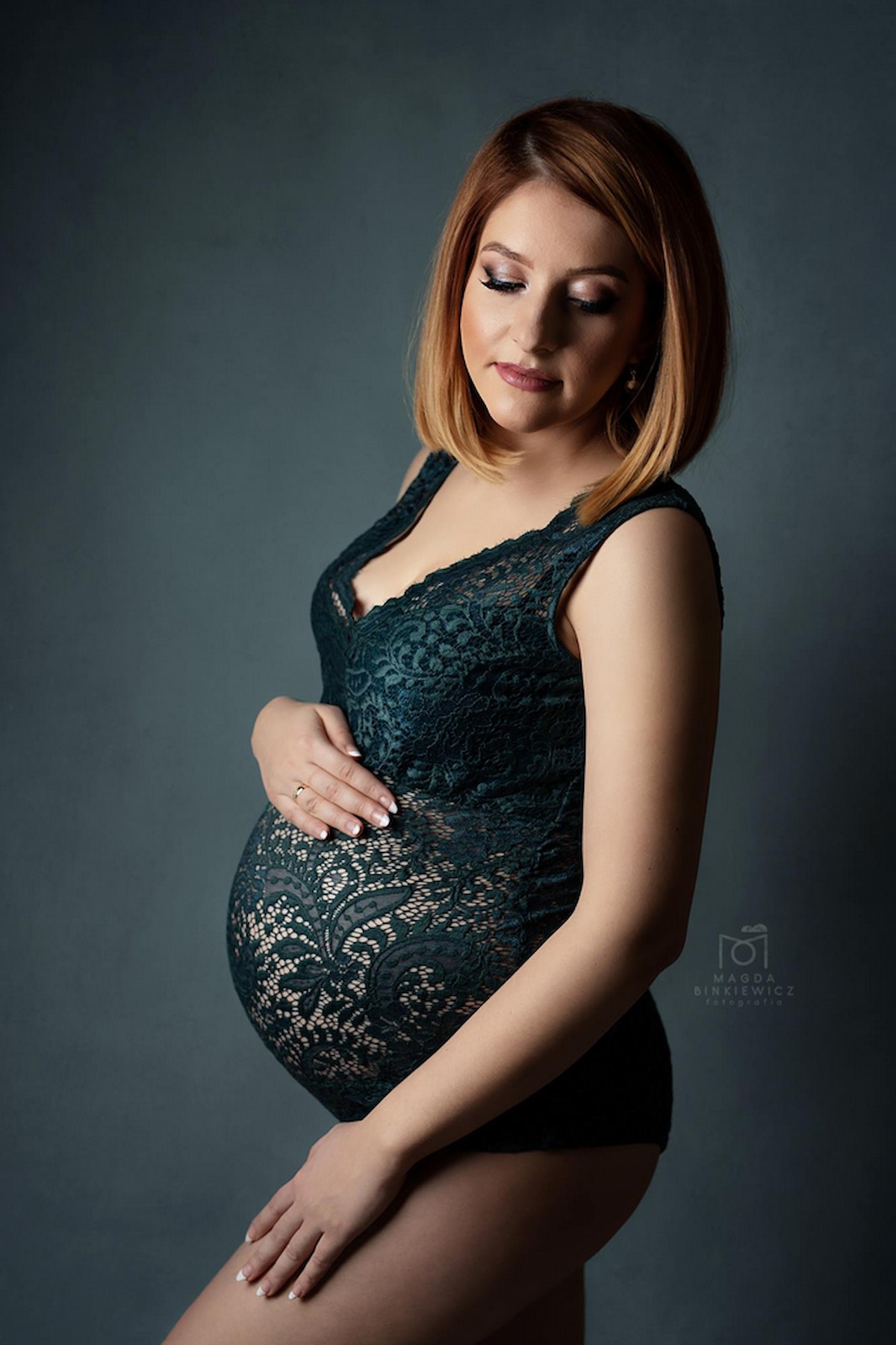 lace maternity bodysuit V neckline
