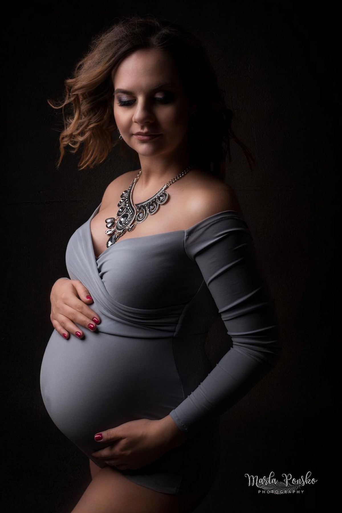 maternity bodysuit with off shoulder neckline