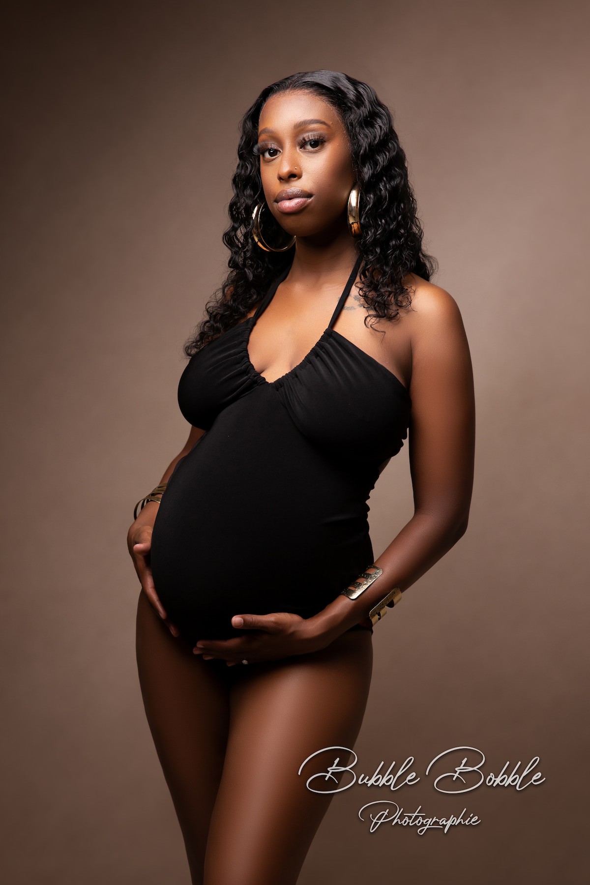 maternity bodysuit with halter neckline