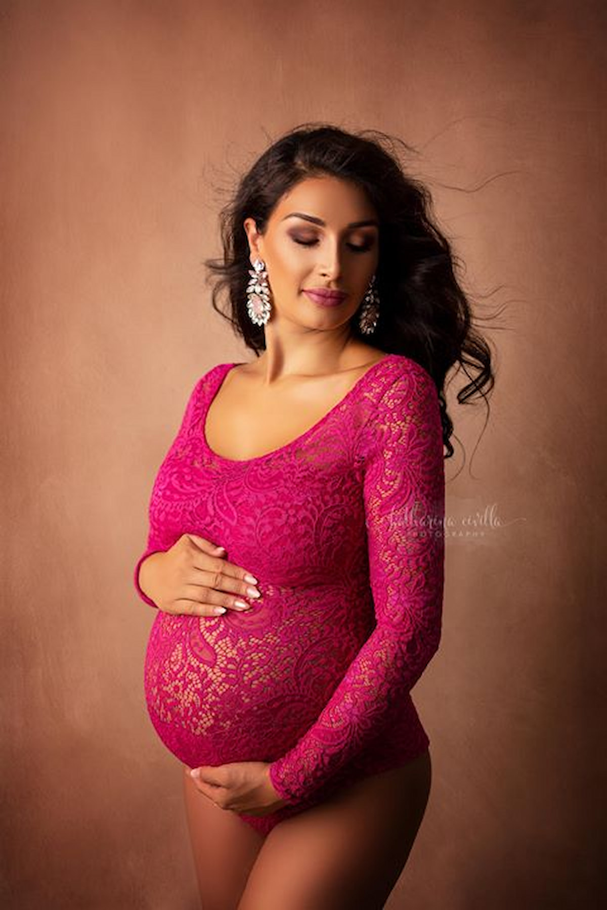 stretch lace pregnancy bodysuit long sleeves