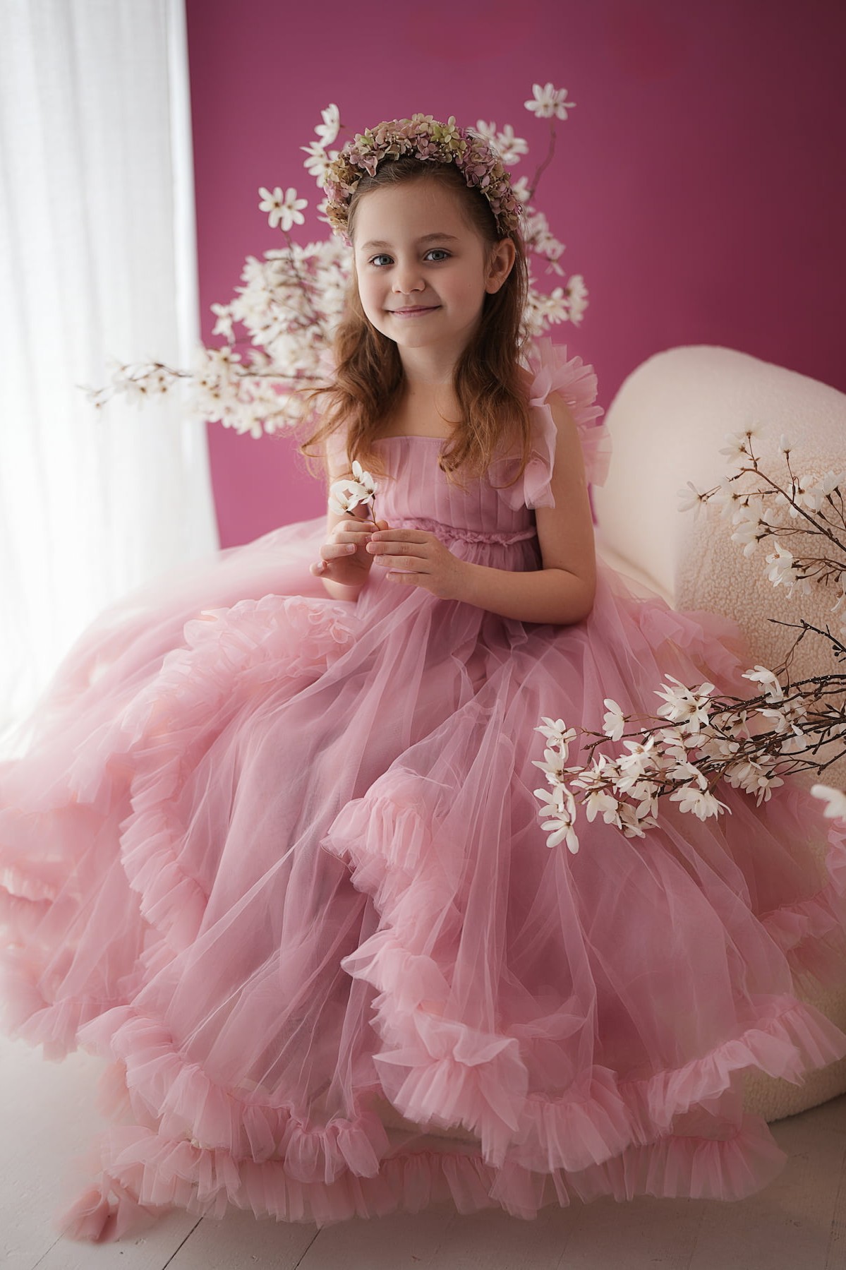 Pink Paloma tulle dress for children’s photography